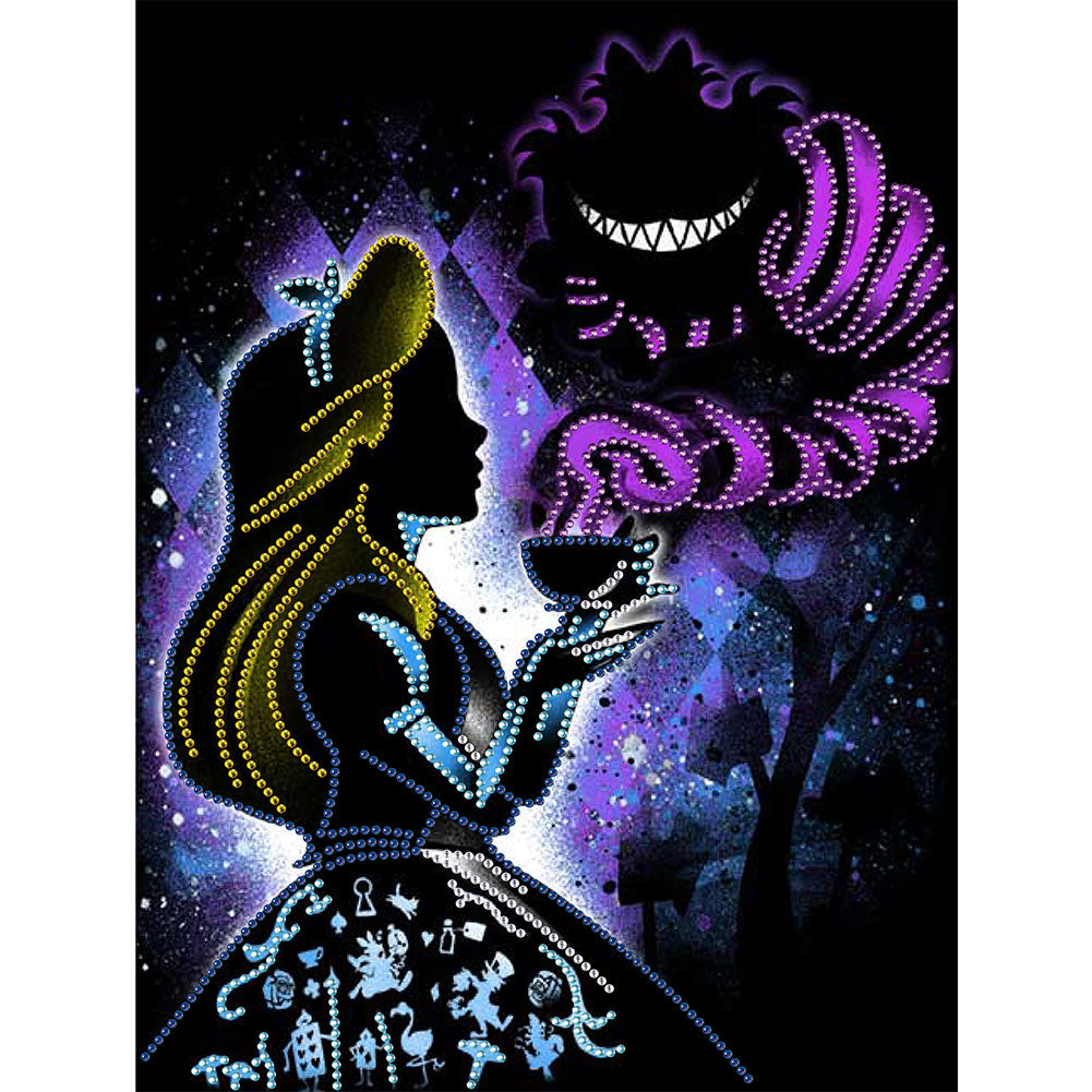 Disney Princess Silhouette 30*40CM(canvans) Partial Special-Shaped Drill Diamond Painting