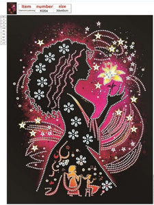 Silhouette Princess 30*40CM(canvans) Partial Special-Shaped Drill Diamond Painting