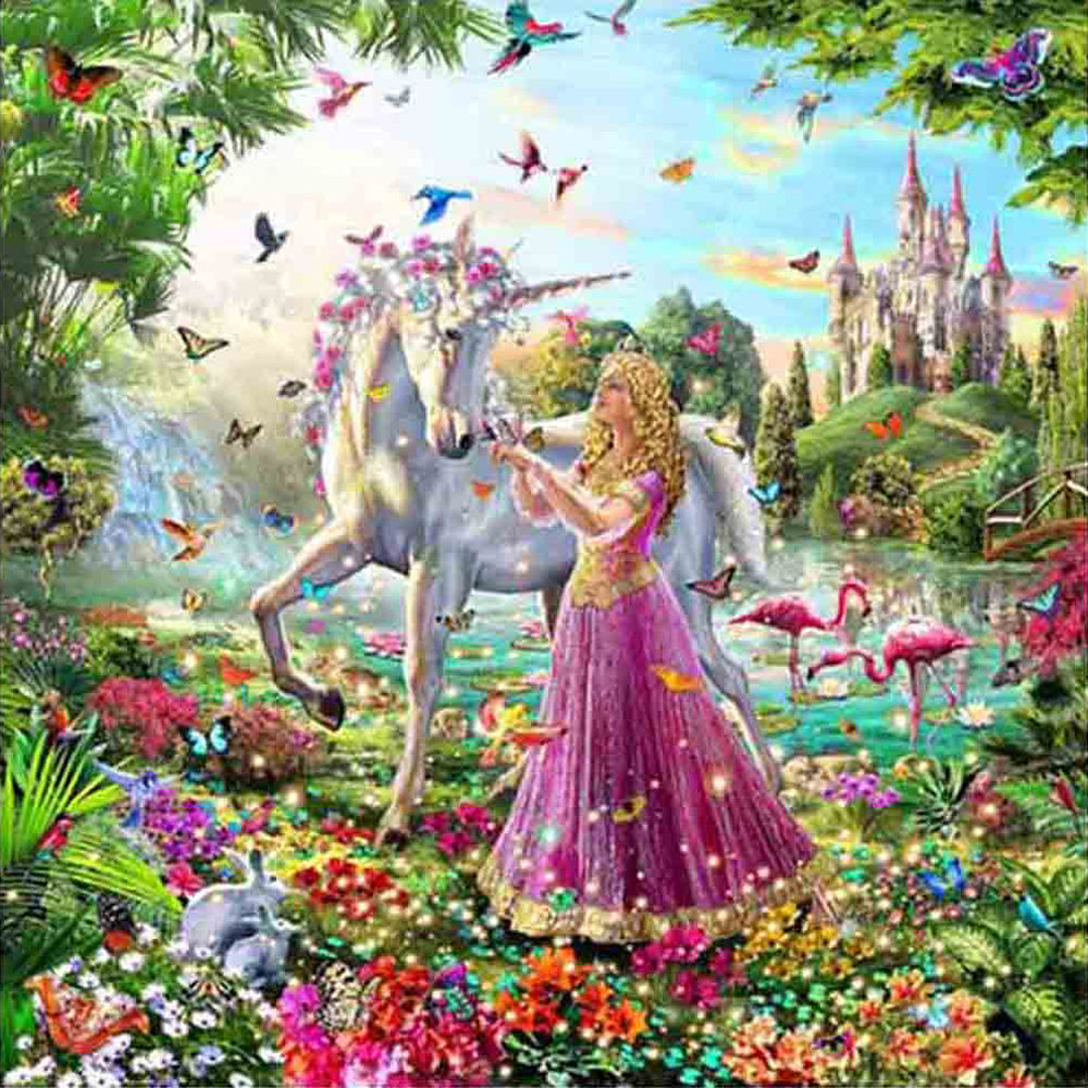 The Princess' Garden And The Unicorn 30*30CM(canvans) Full Square Drill Diamond Painting