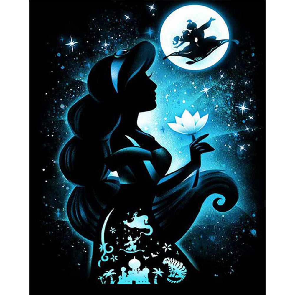 Aladdin Magic Lamp - Princess Jasmine Silhouette 40*50CM(canvans) Full Square Drill Diamond Painting