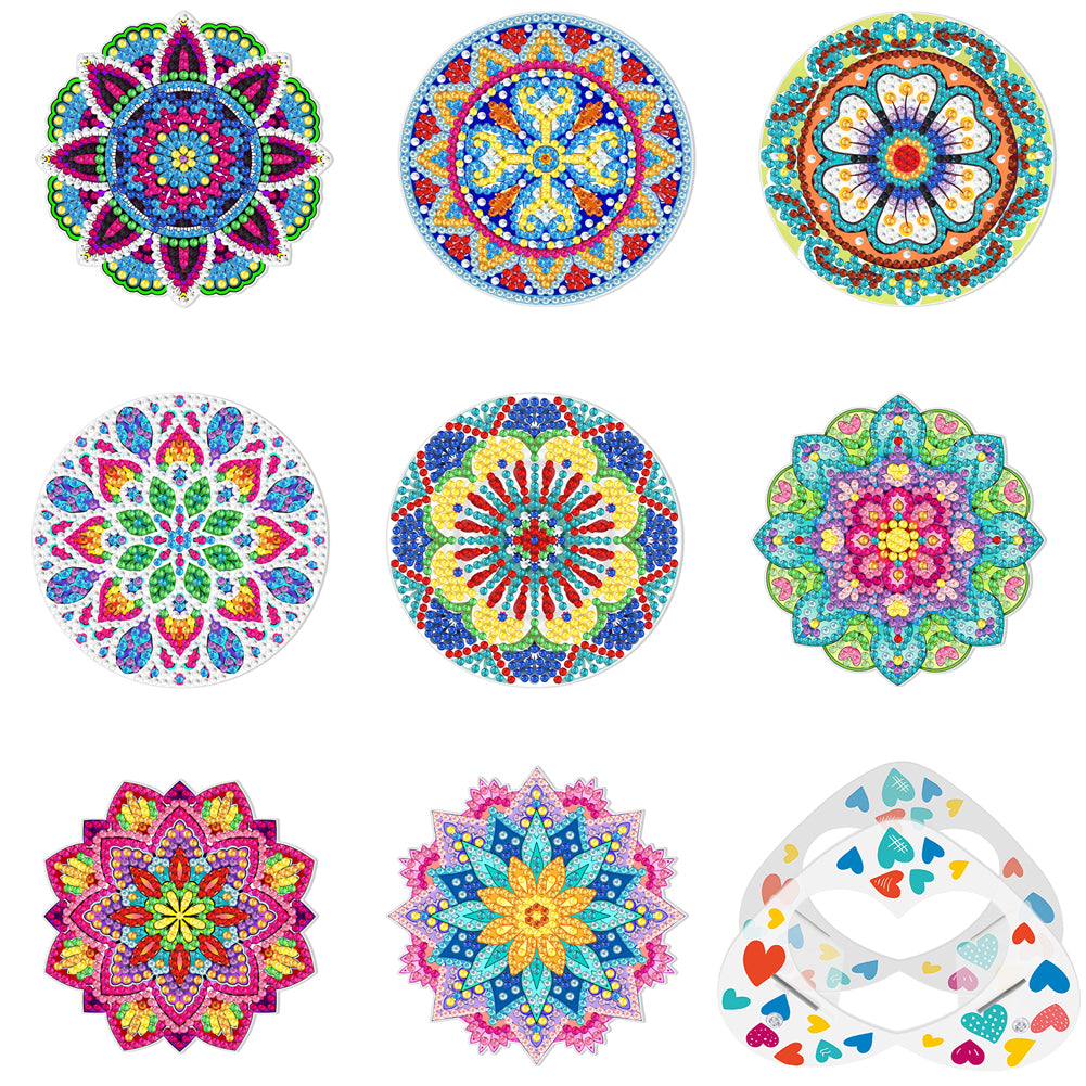 DIY Acrylic Diamond Coaster Set Mandala Style (8 Piece Set 1 Rack) (BD101)