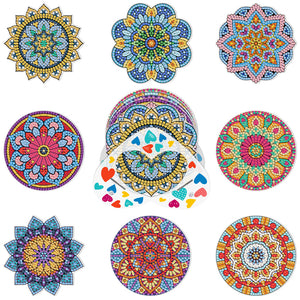 DIY Acrylic Diamond Coaster Set Mandala Style (8 Piece Set 1 Rack) (BD102)