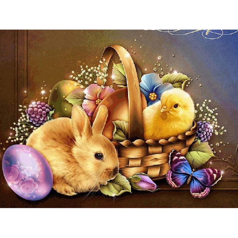 Rabbit And Chick 45x35cm(canvas) Full Square Drill Diamond Painting