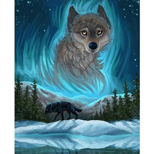 Aurora Wolf In The Snow 30x40cm(canvas) Full Round Drill Diamond Painting