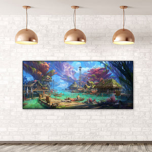 Fishing Village 100x40cm(canvas) Full Round Drill Diamond Painting