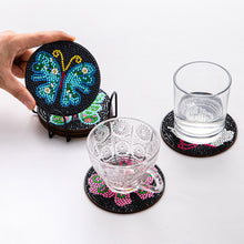 Load image into Gallery viewer, AA1082 (Wooden) DIY Diamond Coaster Butterfly 6pcs Comes with Cushion Shelf
