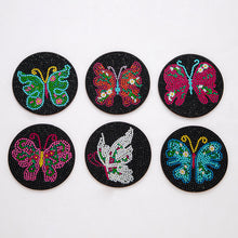 Load image into Gallery viewer, AA1082 (Wooden) DIY Diamond Coaster Butterfly 6pcs Comes with Cushion Shelf
