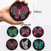 Load image into Gallery viewer, AA1082 (Wooden) DIY Diamond Coaster Butterfly 6pcs Comes with Cushion Shelf
