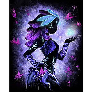 Silhouette Flower Princess 50x60cm(canvas) Full Round Drill Diamond Painting