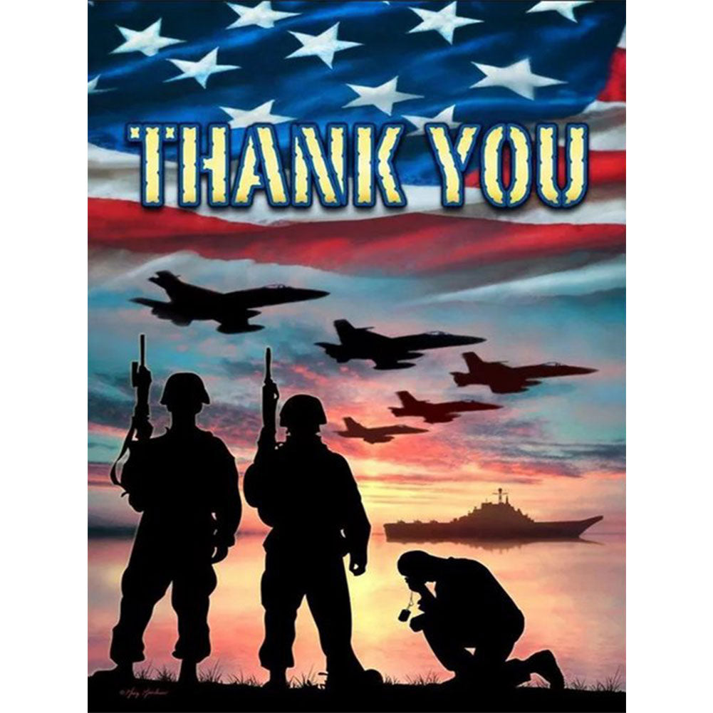 Independence Day American Soldier 40x50cm(canvas) Full Round Drill Diamond Painting