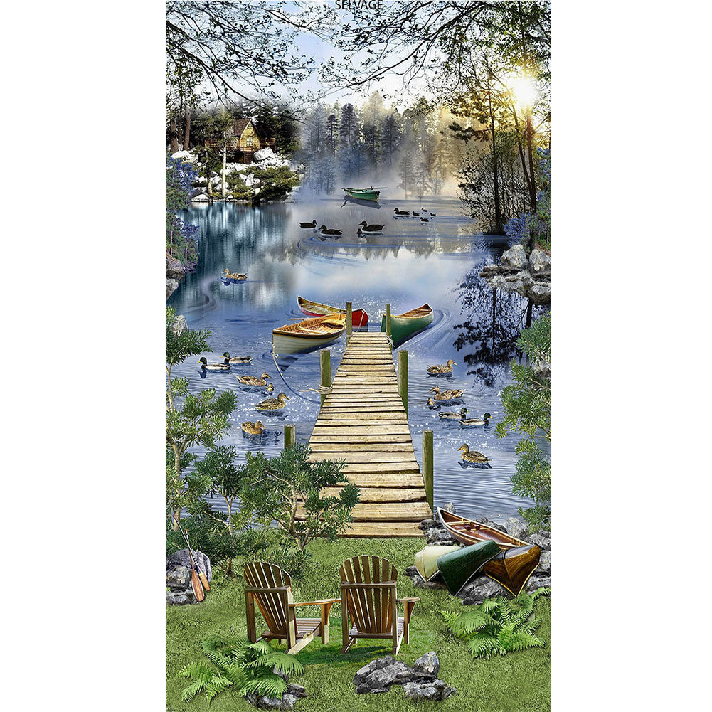 Lakeside Plank Road Scenery 45x85cm(canvas) Full Round Drill Diamond Painting