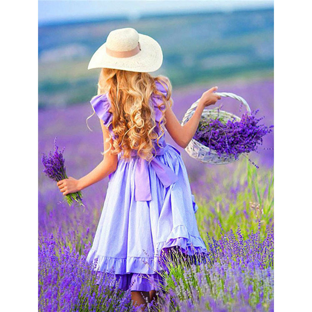 Lavender Girl Back View 40x50cm(canvas) Full Round Drill Diamond Painting