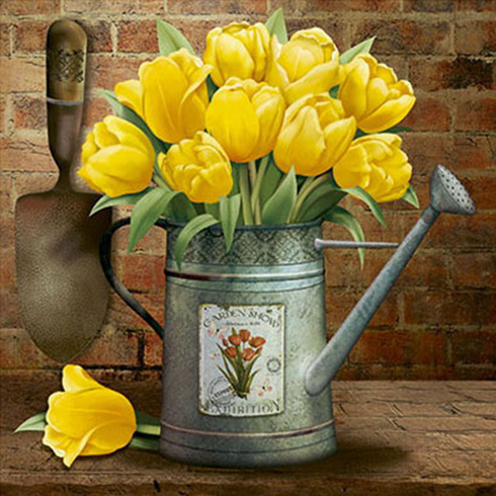 Bouquet Of Yellow Tulips 30x30cm(canvas) Full Round Drill Diamond Painting