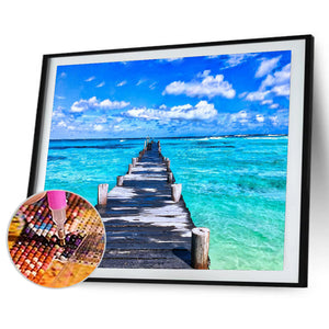 Seaside Wooden Bridge 40*30CM (canvas) Full Square Drill Diamond Painting