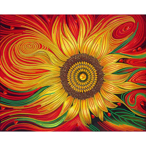 Flowing Sunflowers 50x40cm(canvas) Partial Special-Shaped Drill Diamond Painting