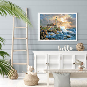 Seaside Lighthouse 50*40CM (canvas) Full Round Drill Diamond Painting