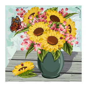 Sunflower Bouquet Flower 30*30CM (canvas) Full Round Drill Diamond Painting