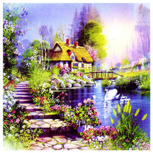 Load image into Gallery viewer, Thomas Kinkade Oil Painting Small Bridge And Flowing Water Family 40*40CM (canvas) Full Square Drill Diamond Painting
