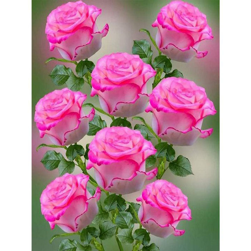 Pink Purple Rose 40x50cm(canvas) Full Round Drill Diamond Painting