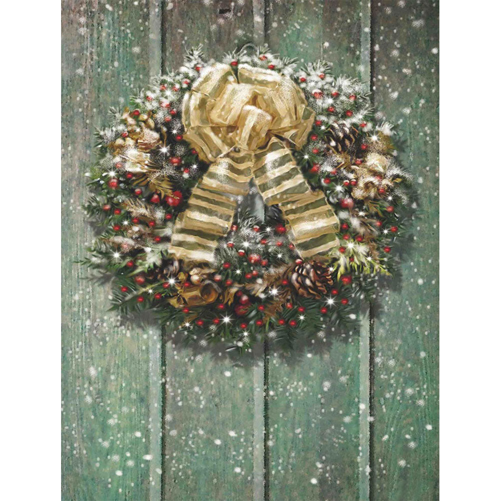 Christmas Door Hanging Garland 30x40cm(canvas) Full Round Drill Diamond Painting
