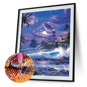 Seaside Lighthouse 30*40CM(canvas) Full Square Drill Diamond Painting