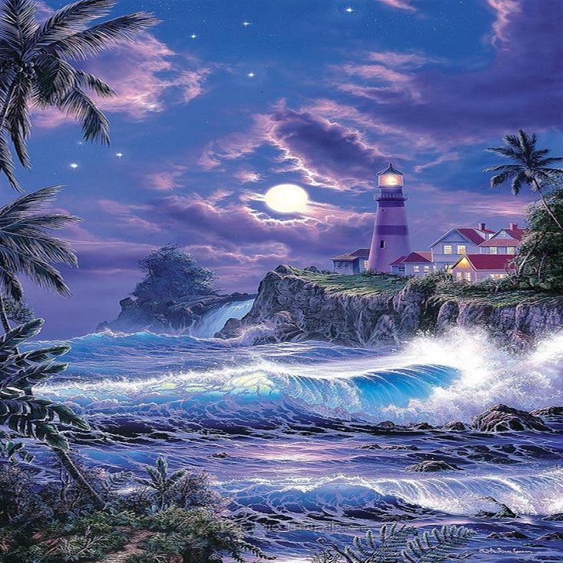 Seaside Lighthouse 50*60CM (canvas) Full Square Drill Diamond Painting