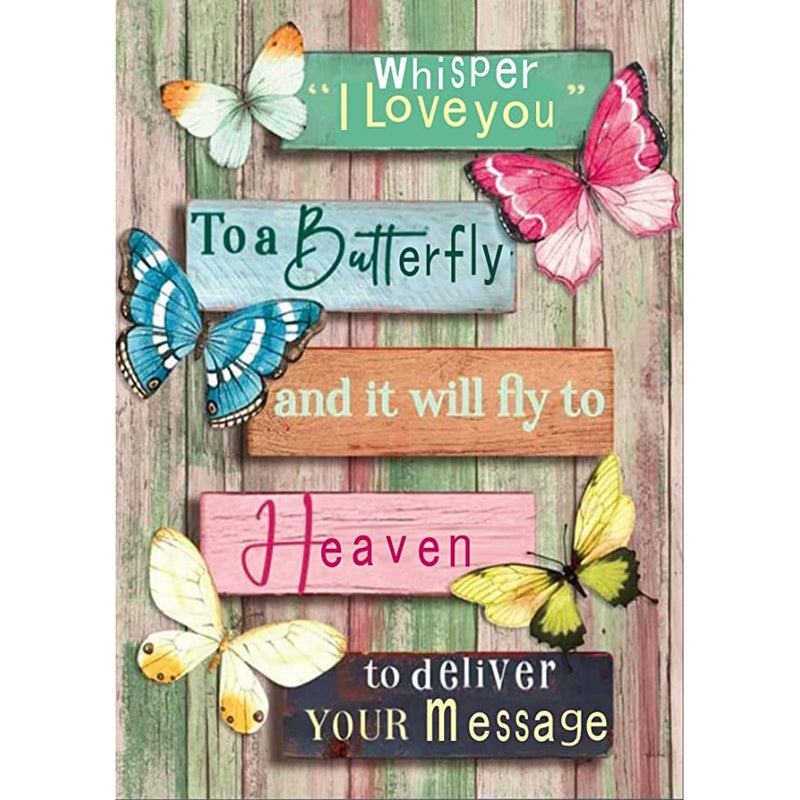 Butterfly English Calligraphy And Painting 30x40cm(canvas) Full Round Drill Diamond Painting