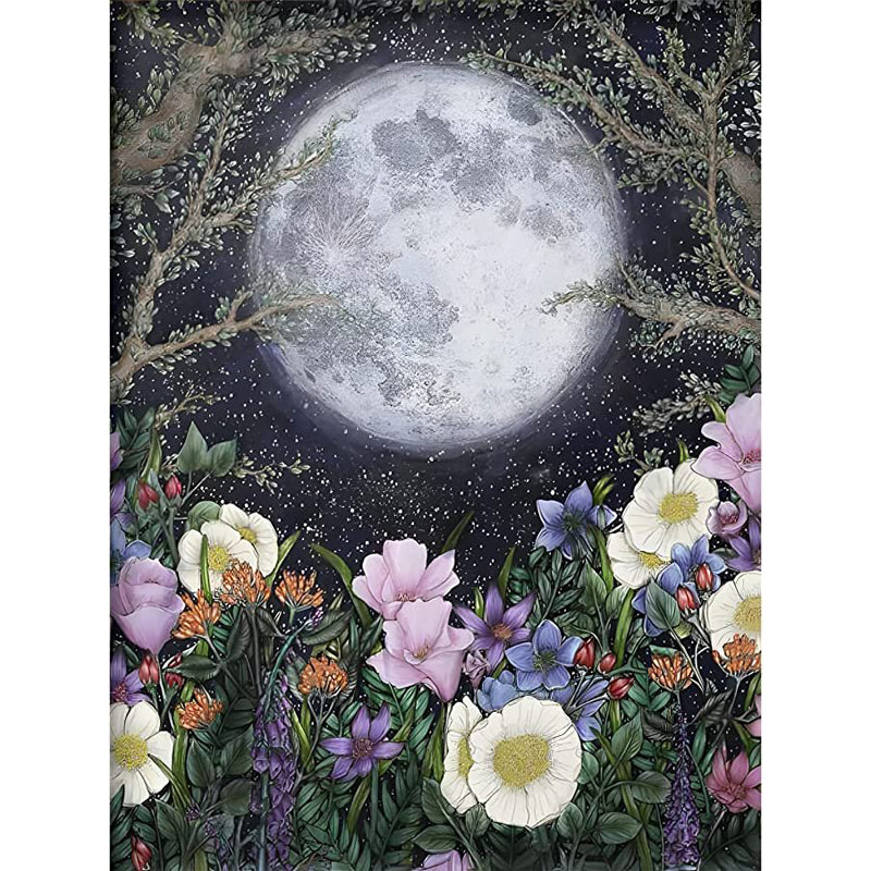 Garden Under The Moon 30x40cm(canvas) Full Round Drill Diamond Painting