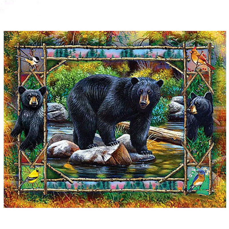 Black Bear 40x30cm(canvas) Full Round Drill Diamond Painting