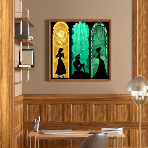 Disney Princess Silhouette 50*50CM(canvas) Full Round Drill Diamond Painting