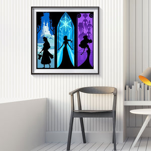 Disney Princess Silhouette 40*40CM (canvas) Full Round Drill Diamond Painting