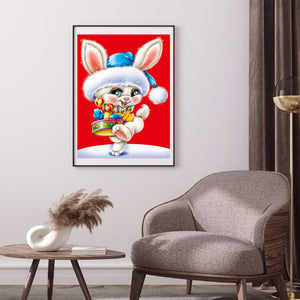 Christmas Bunny 30*40CM (canvas) Full Round Drill Diamond Painting