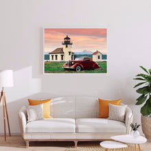 Load image into Gallery viewer, Seaside Lighthouse Jeep 40*30CM (canvas) Full Round Drill Diamond Painting
