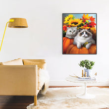 Load image into Gallery viewer, Autumn Sunflower Pumpkin Ragdoll 30*40CM(canvas) Full Round Drill Diamond Painting
