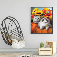 Load image into Gallery viewer, Autumn Sunflower Pumpkin Ragdoll 30*40CM(canvas) Full Round Drill Diamond Painting
