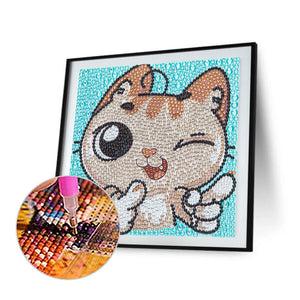 Kitten 15*15CM (canvas) Full Round Drill Diamond Painting