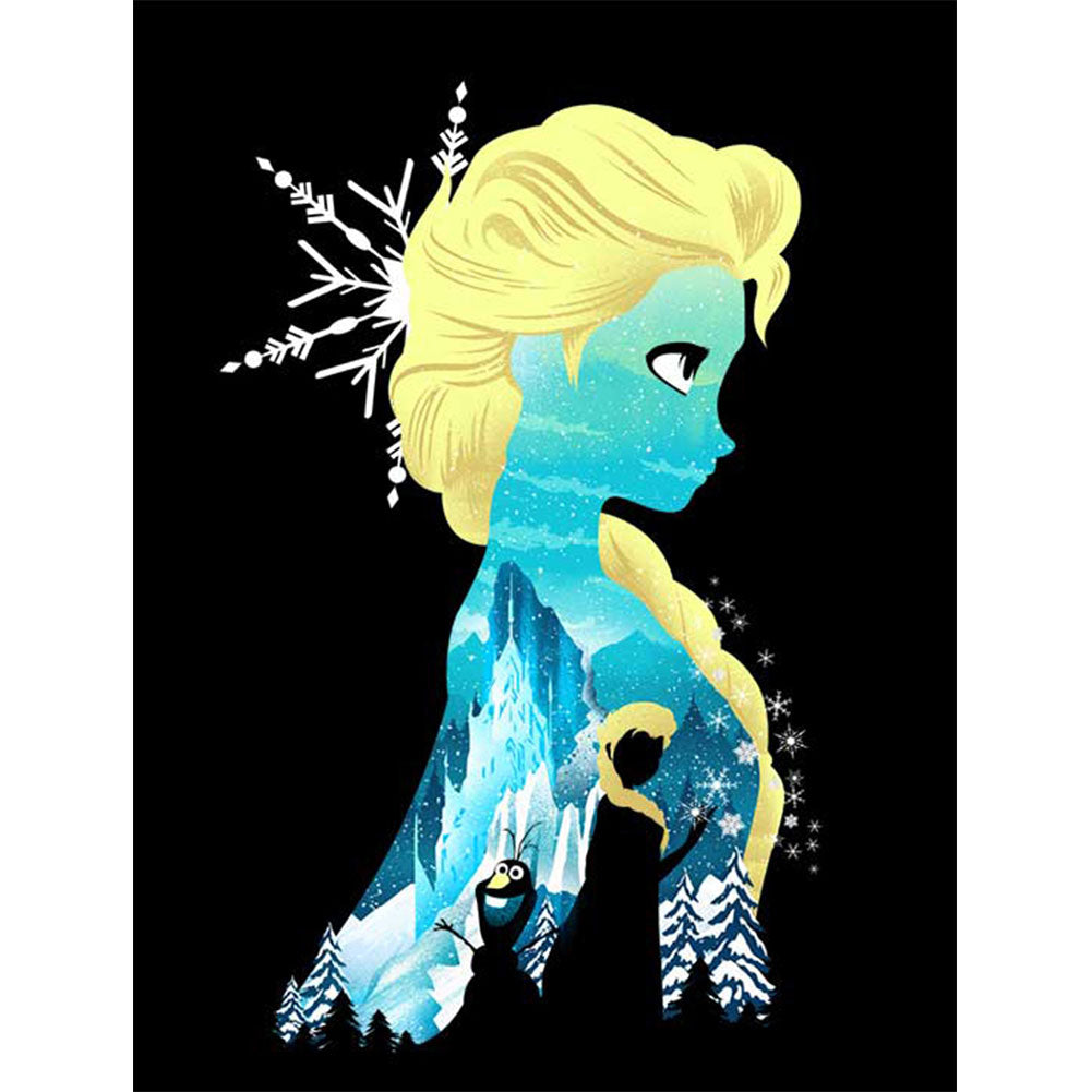 Princess Elsa Silhouette 30*40CM (canvas) Full Round Drill Diamond Painting