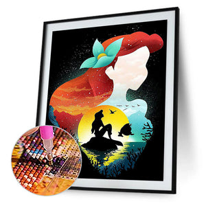 Disney Princess Ariel Silhouette 50*60CM (canvas) Full Round Drill Diamond Painting