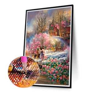 Oil Painting Village 40*70CM (canvas) Full Round Drill Diamond Painting
