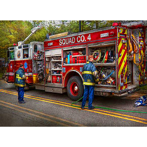 Red Fire Truck 50*40CM (canvas) Full Round Drill Diamond Painting