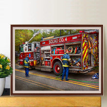 Load image into Gallery viewer, Red Fire Truck 50*40CM (canvas) Full Round Drill Diamond Painting
