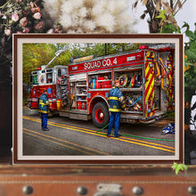 Load image into Gallery viewer, Red Fire Truck 50*40CM (canvas) Full Round Drill Diamond Painting
