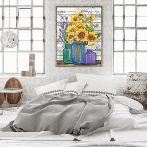 Sunflower Vase 30*40CM (canvas) Full Round Drill Diamond Painting