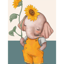 Load image into Gallery viewer, Sunflower Cartoon Elephant 30*40CM (canvas) Full Round Drill Diamond Painting
