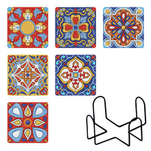 Load image into Gallery viewer, 6pcs/set Mandala Square Coaster Acrylic Water Cup Pad 5D DIY for Room Decoration
