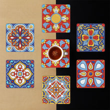 Load image into Gallery viewer, 6pcs/set Mandala Square Coaster Acrylic Water Cup Pad 5D DIY for Room Decoration
