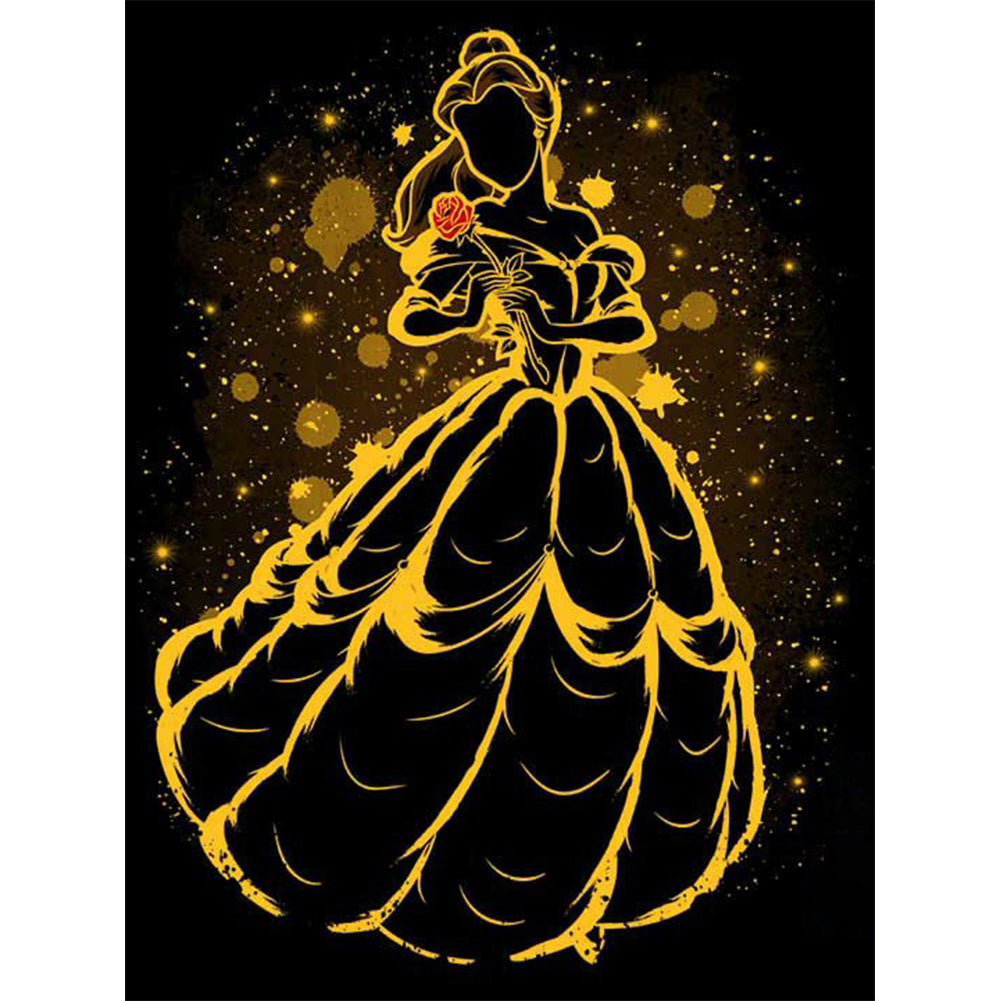 Princess Belle Silhouette 30*40CM (canvas) Full Round Drill Diamond Painting