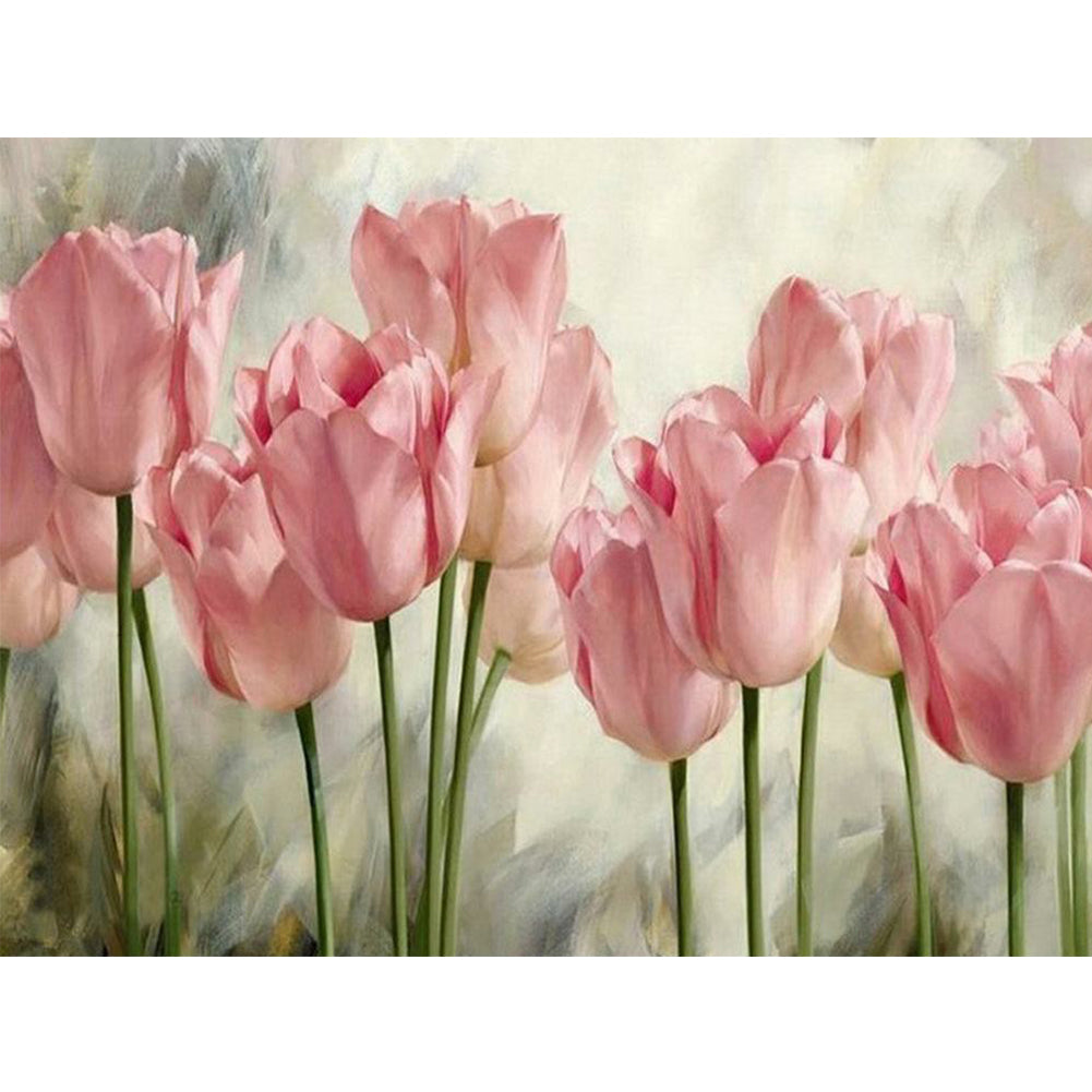 Pink Tulips 60*50CM (canvas) Full Round Drill Diamond Painting