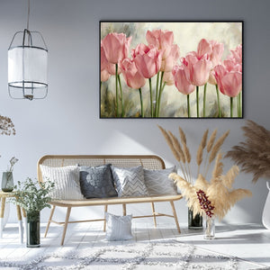 Pink Tulips 60*50CM (canvas) Full Round Drill Diamond Painting