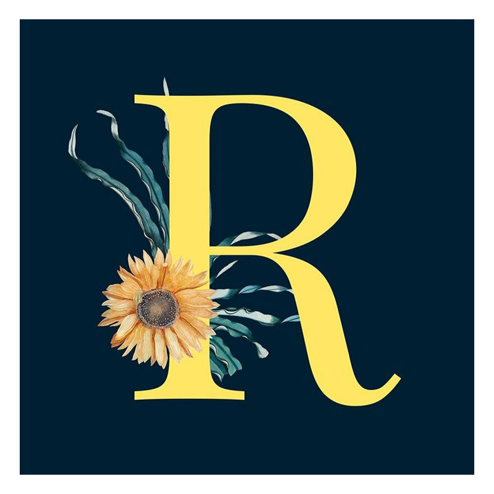 Sunflower Letter R 40*40CM (canvas) Full Round Drill Diamond Painting